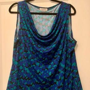 CALVIN KLEIN Blue Green Sleeveless Shell Size 2X